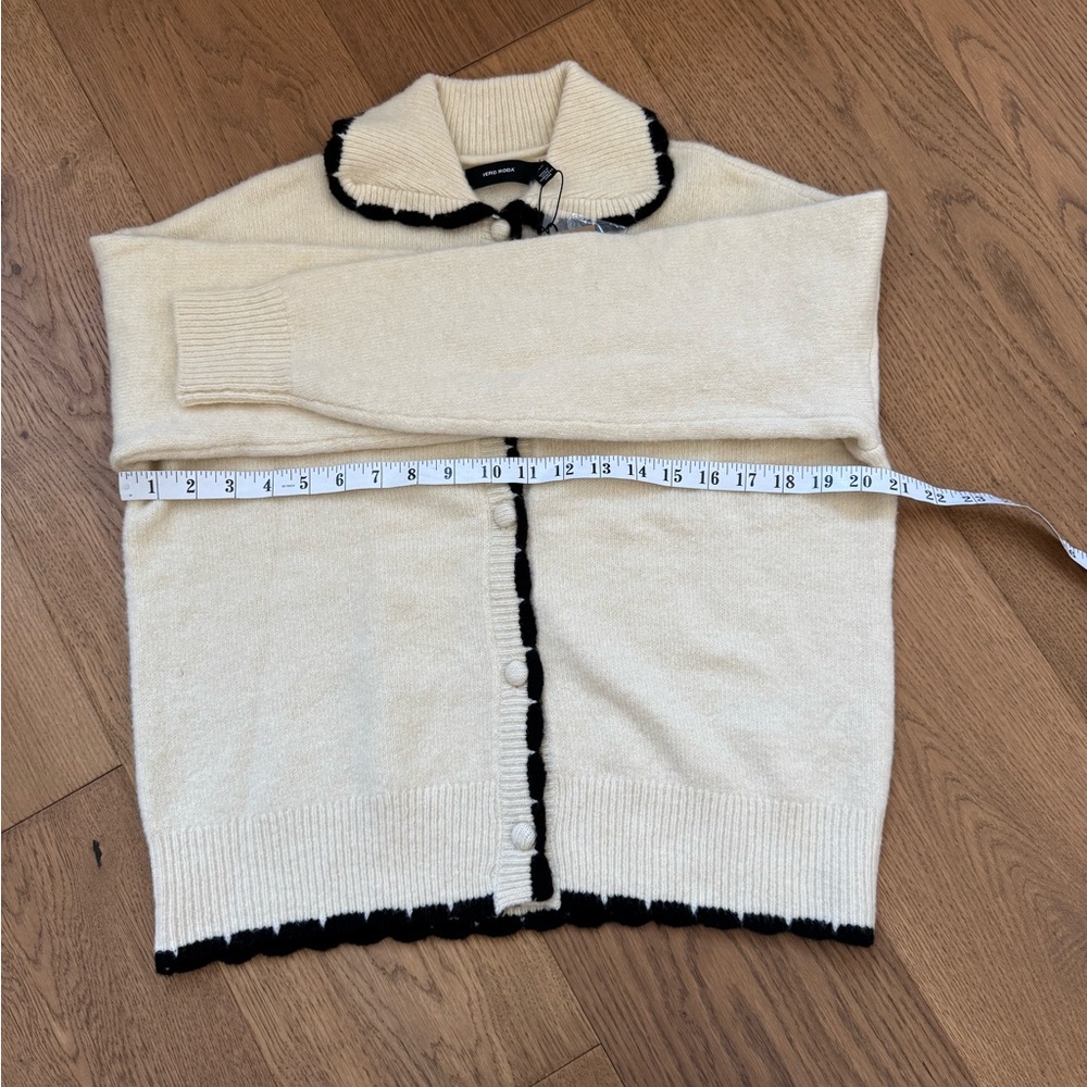 Vero Moda LouLou Cardigan With Contrast Detail - Cream & Black - Size S - NWT - Picture 12 of 12